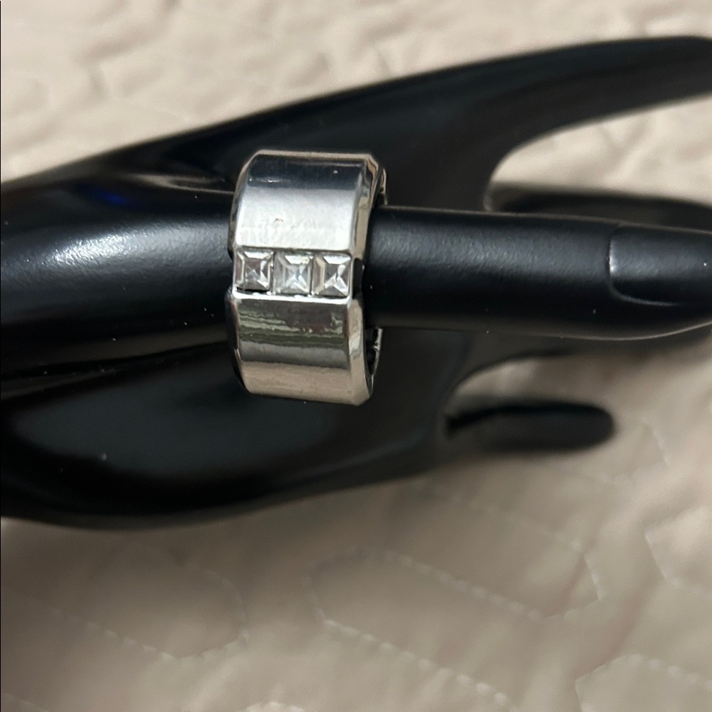 Silver Ring with Clear Stones for Men